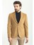 Düz Kamel Rengi Slim Fit Torba Cep Mono Yaka Premium Yün Erkek Ceket 1