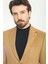 Düz Kamel Rengi Slim Fit Torba Cep Mono Yaka Premium Yün Erkek Ceket 2