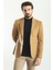 Düz Kamel Rengi Slim Fit Torba Cep Mono Yaka Premium Yün Erkek Ceket 4