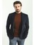 Düz Lacivert Slim Fit Torba Cep Mono Yaka Premium Yün Erkek Ceket 1