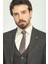 Ekoseli Kahverengi Slim Fit Mono Yaka Yün Erkek Takım Elbise 2