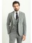 Desenli Gri Slim Fit Mono Yaka Yün Erkek Takım Elbise 1