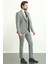 Desenli Gri Slim Fit Mono Yaka Yün Erkek Takım Elbise 4