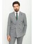 Çizgili Gri Renk Slim Fit Geniş Yaka Kruvaze Yün Erkek Takım Elbise 4