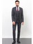 Ekoseli Siyah Renk Slim Fit Mono Yaka Erkek Takım Elbise 1