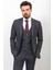 Ekoseli Siyah Renk Slim Fit Mono Yaka Erkek Takım Elbise 4
