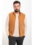 Kapitone Kamel Rengi Slim Fit Hakim Yaka Erkek Yelek 4