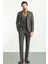 Ekoseli Siyah Renk Slim Fit Mono Yaka Yün Erkek Takım Elbise 1