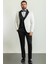 Desenli Ekru Rengi Slim Fit Geniş Yaka Saten Erkek Damatlık 1