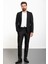 Düz Siyah Slim Fit Mono Yaka İpli Erkek Takım Elbise 1
