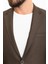 Düz Kahverengi Slim Fit Mono Yaka İpli Erkek Takım Elbise 2