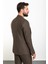 Düz Kahverengi Slim Fit Mono Yaka İpli Erkek Takım Elbise 5