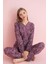 Kadın Dantel Yaka Bambu Uzun Kol Pijama Takımı 5205 - 1 Adet 1
