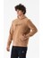 Yazı Nakışlı Kanguru Cepli Kapüşonlu Polar Sweatshirt 1