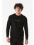 Yazı Baskılı Bisiklet Yaka Sweatshirt 1