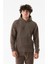 Yazı Nakışlı Kanguru Cepli Kapüşonlu Polar Sweatshirt 3