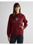 Kadın Bordo Relaxed Fit Kapüşonlu Logolu Sweatshirt 4200276.604 1