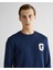 Erkek Lacivert Regular Fit Bisiklet Yaka Logolu Sweatshirt 2043023.409 4