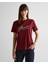 Kadın Bordo Regular Fit Bisiklet Yaka Logolu T-Shirt 4201251.604 1
