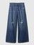 Kadın Koyu Mavi Mid Rise Ultrasoft Baggy Jean Pantolon 3