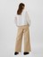 Kadın Bej Mid Rise Easy Wide-Leg Khaki Pantolon 4