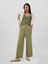 Kadın Yeşil Mid Rise Easy Wide-Leg Khaki Pantolon 1