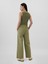 Kadın Yeşil Mid Rise Easy Wide-Leg Khaki Pantolon 4