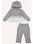 Kız Bebek Eşofman Takımı Uzun Paça Kapüşonlu Gri-Melanj 2'li Set 1