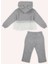 Kız Bebek Eşofman Takımı Uzun Paça Kapüşonlu Gri-Melanj 2'li Set 2