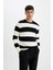 Standart Fit Normal Kesim Bisiklet Yaka Çizgili Triko Kazak D1968AX24AU 3