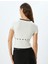 Crop Kazak Kısa Kollu Fiyonk Detaylı Kare Yaka Slim Fit 4