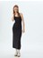 Uzun Bodycon Elbise Ip Askılı Bisiklet Yaka Slim Fit 1