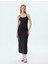 Uzun Bodycon Elbise Ip Askılı Bisiklet Yaka Slim Fit 3
