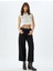 Geniş Paça Crop Kot Pantolon Düğmeli Rahat Kalıp Standart Bel - Wide Crop Leg Jean 1