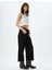 Geniş Paça Crop Kot Pantolon Düğmeli Rahat Kalıp Standart Bel - Wide Crop Leg Jean 2