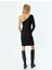 Tek Omuz Kalem Elbise Mini Boy Drapeli Krep Scuba Kumaş Slim Fit 4