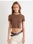 Kroşe Detaylı Crop Tişört Kısa Kollu Bisiklet Yaka 3