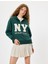 Yarım Fermuarlı Sweatshirt Oversize Kolej Baskılı 1