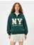 Yarım Fermuarlı Sweatshirt Oversize Kolej Baskılı 3