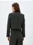 Crop Blazer Ceket Yakasız Gold Düğme Detaylı 4