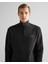Erkek Siyah Relaxed Fit Yarım Fermuarlı Logolu Kazak 8924352T.5 4