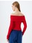 Crop Tişört Uzun Kollu Fermuarlı Fitilli Omzu Açık Slim Fit 4