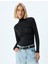 Dik Yaka Drapeli Bluz Uzun Kollu Slim Fit 3
