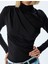 Dik Yaka Drapeli Bluz Uzun Kollu Slim Fit 5