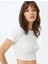 Basic Crop Fitilli Tişört Kısa Kollu Bisiklet Yaka Pamuklu 1