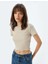Crop Fitilli Tişört Kısa Kollu Bisiklet Yaka Pamuklu 1