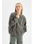 Coool Oversize Fit Bisiklet Yaka Kalın Kumaş Sweatshirt Gri 4