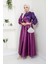 Kadın Moda Giyim Tesettür Abiye Pul Saten Elbise 2755 3