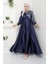 Kadın Moda Giyim Tesettür Abiye Pul Saten Elbise 2755 1