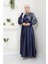 Kadın Moda Giyim Tesettür Abiye Pul Saten Elbise 2755 3